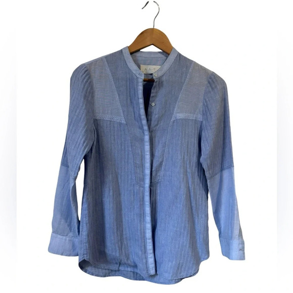 A.L.C Band Collar Button Long Sleeve Blouse Women Size XS - Picture 1 of 9